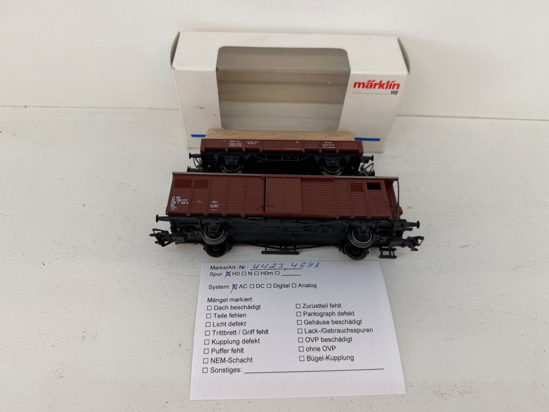 Märklin Trains électriques: Märklin 4423 +  4698 Güterwagen 2er Set der DB – D'occasion à Büsserach par ModellbahnDepot 9