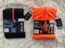 CRIVIT Damen 2x Funktionsshirts Thermo Orange + Schwarz S