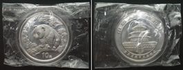 CHINA 10 Yuan 1997 Chongqing Municipality SILBERPANDA 1 Unze