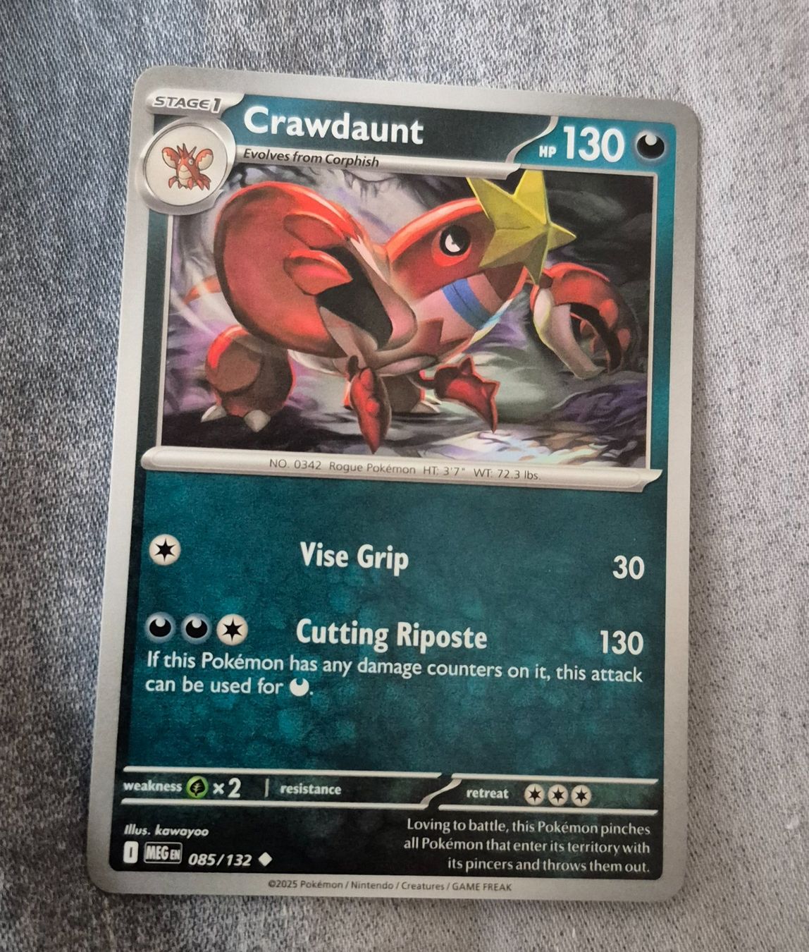 Pokémon Carte collezionabili: CRAWDAUNT 085/132 MEGA EVOLUTION POKEMON ENGLISH – Usato da Grand-Lancy venduto da luc111