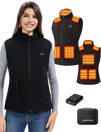 Heizweste Damen Fleece mit Powerbank 18400 mAh