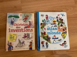 Lot de 2 livres : inventions et atlas du monde