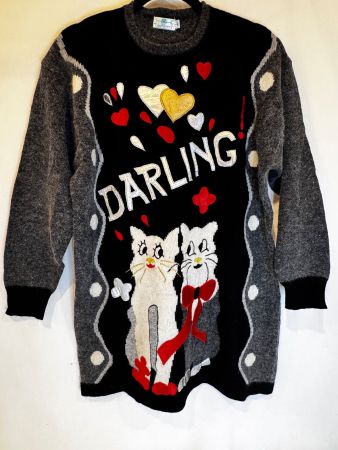 Damen Pullover "di Roberto" Motiv Katze  Gr. XL,TOP Zustand