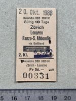 Bahn Billett SBB Zürich - Locarno / Ranzo - S. Abbondio