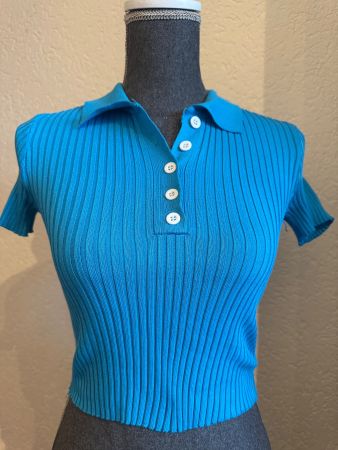 Trendiges blaues Sommer Polo Shirt Gr S