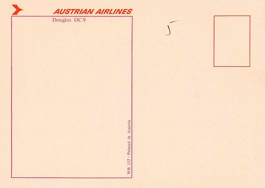 Cartoline postali: Austrian Airlines Douglas DC 9/51 – Usato da Frauenfeld venduto da POML 1