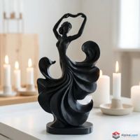 Abstract Dancing Woman Sculpture – Elegant Art - 3D Printed