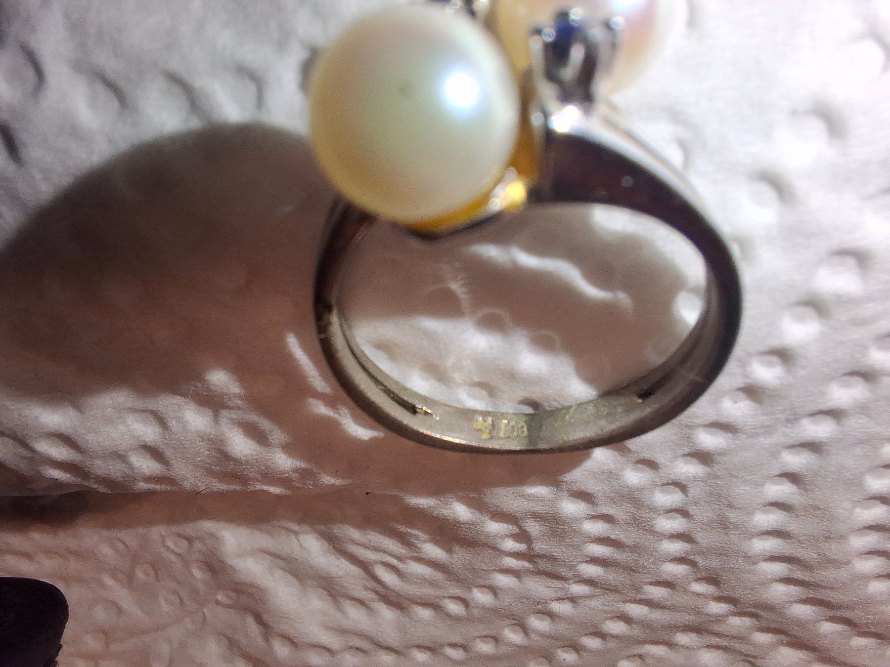 Anelli: Eleganter Ring mit Saphir/Perle – Usato da Oberegg venduto da danni-1985 3