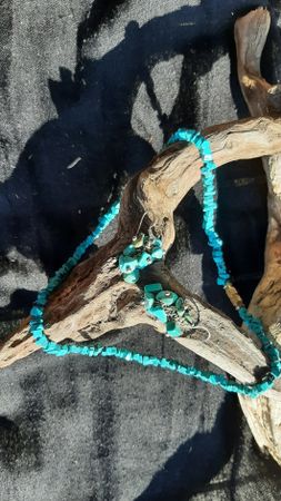 Set Collier und Ohrhänger aus echtem Türkis