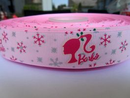 Rosa Barbie Weihnachts - Ripsband, 22 Mm Grosgrain