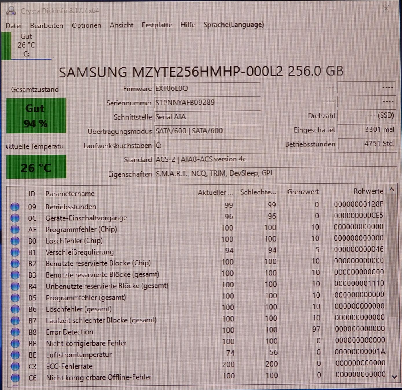Samsung Dischi rigidi: Samsung PM851 256 GB SSD – Usato da Bern venduto da compischop 1