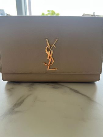 Original Saint Laurent (YSL) Monogramme Schultertasche Beige