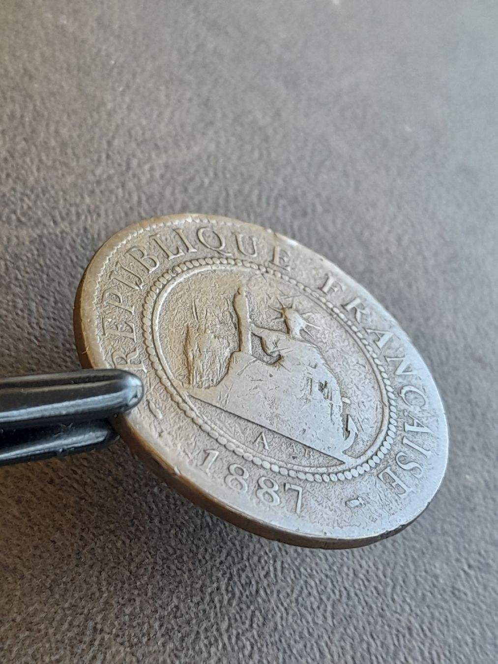 Alle Münzen: Indochina 1 Cent 1887 – Gebraucht aus Basel von Basel_20 5