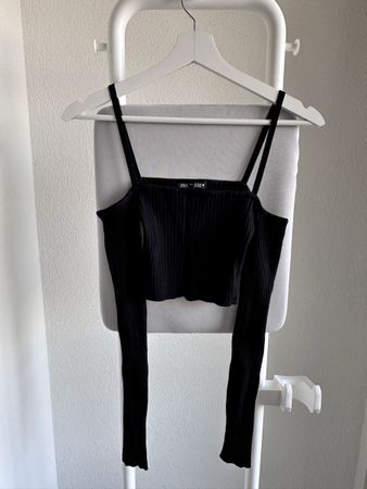 Zara Off Shoulder Crop Top Schwarz Gr. S