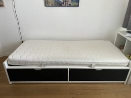 Bett 90 x 200 inkl. Lattenrost, Matratze und Kopfteil