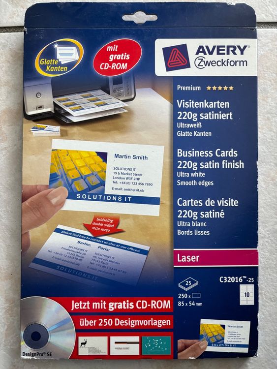 Avery Zweckform C32016 - 25 Visitenkarten 220 Gr (Neu und ...