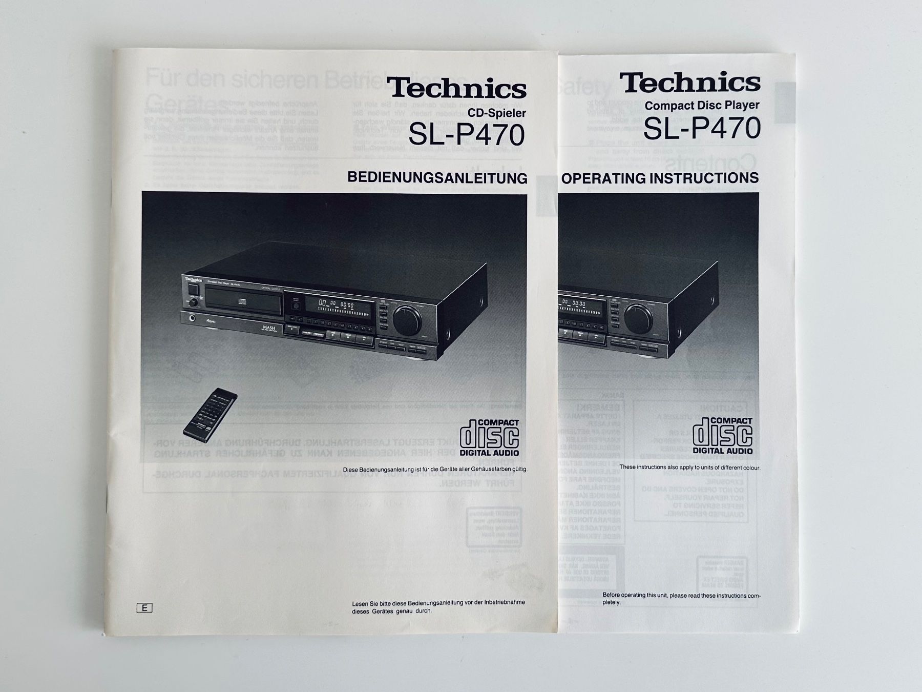 Documenti: Bedienungsanleitung: Technics SL-P470 – Usato da Zürich venduto da arn___