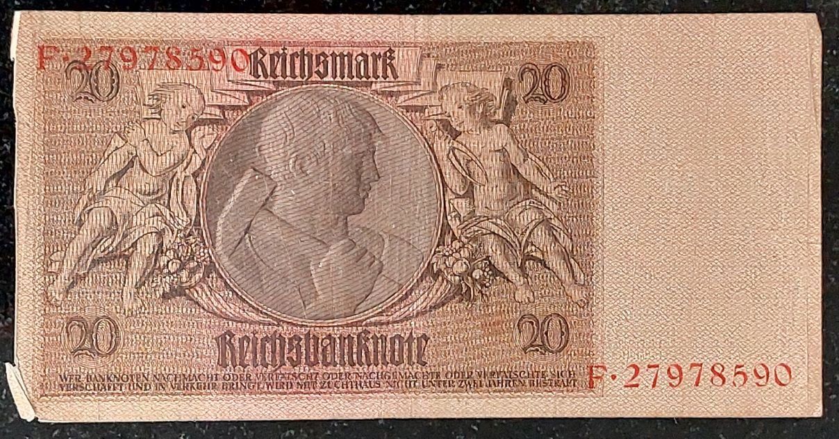 Banconote: 20 Reichsmark Banknote 1929 – Usato da Arch venduto da moneyswiss 1