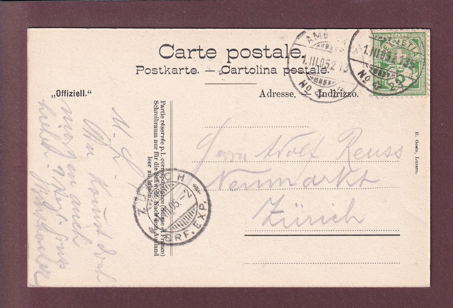 Cartoline postali: LUZERN - Schillerhuldigung - 1905 – Usato da Pully venduto da nicecards 1