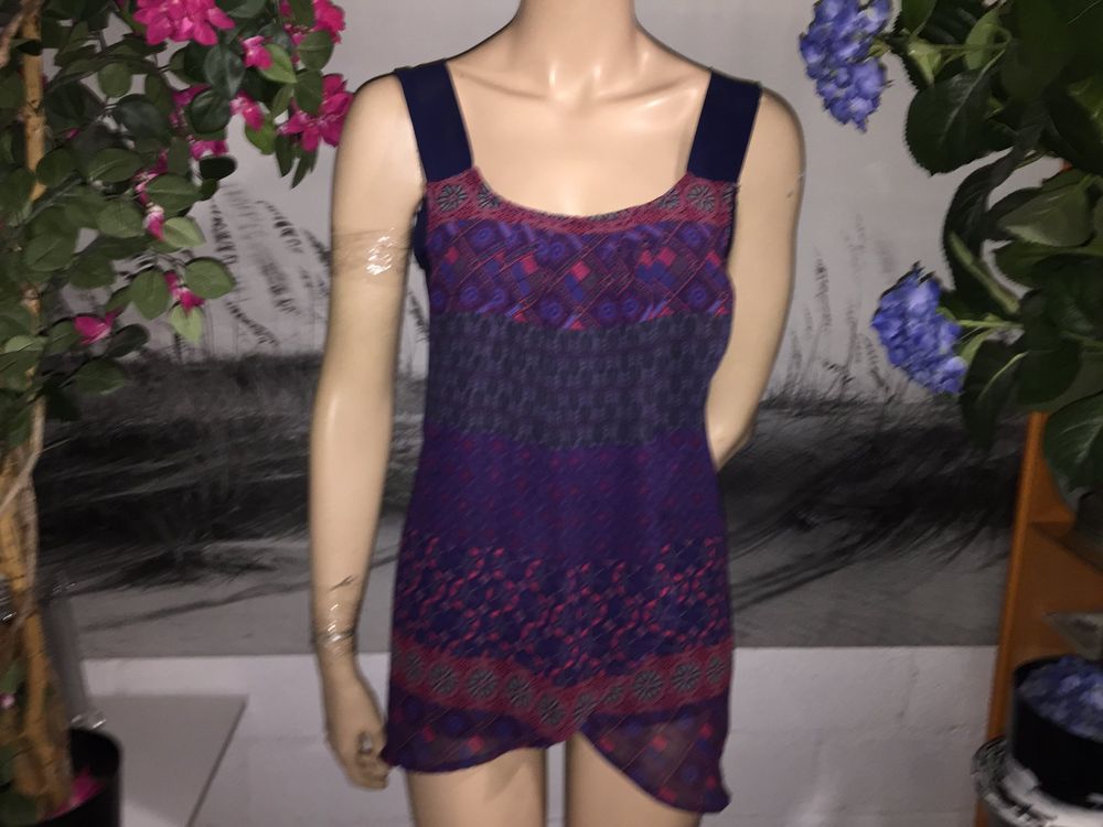 Top Femme Desigual Taille L - Style Marin Bleu Marine, Très Bon État