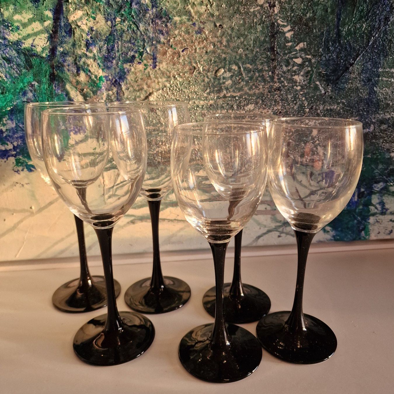 Bicchieri: 6 Vintage Luminark Gläser mit schwarzem Rand – Usato da Birr venduto da sen_sy55 2