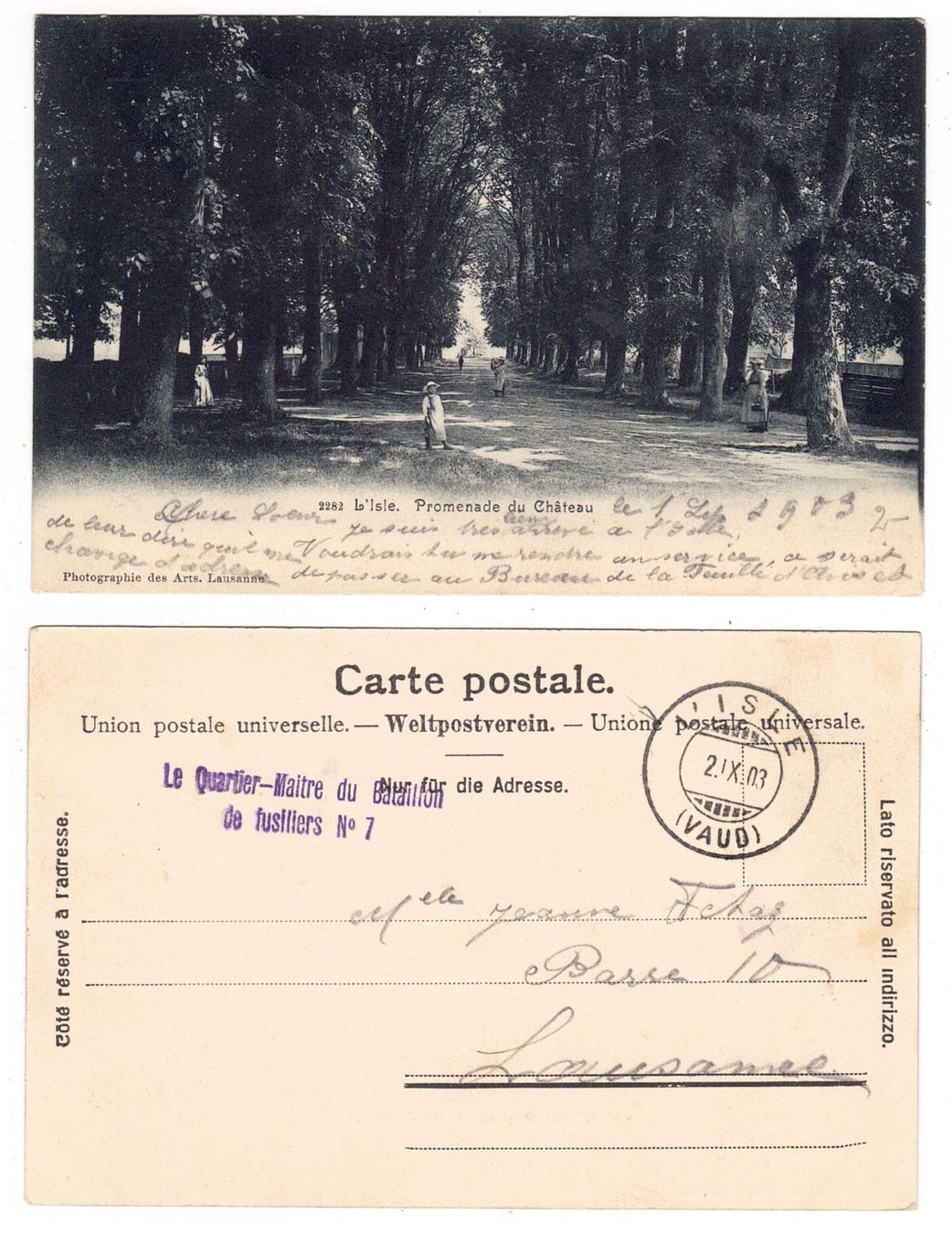 Cartoline postali: L'Isle, Promenade du Château – Usato da La Tour-de-Peilz venduto da amjust