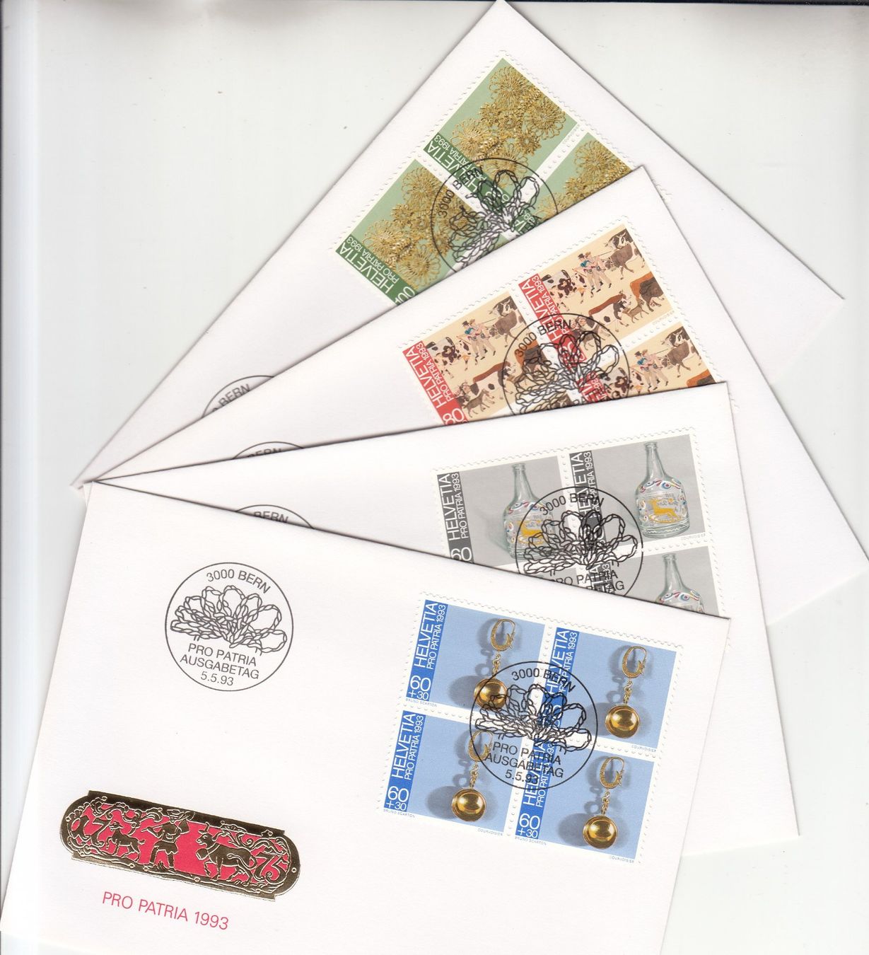 Alle Briefmarken: SBK B239 - B242 im 4er-Block FDC – Gebraucht aus Bürglen TG von StampGraf