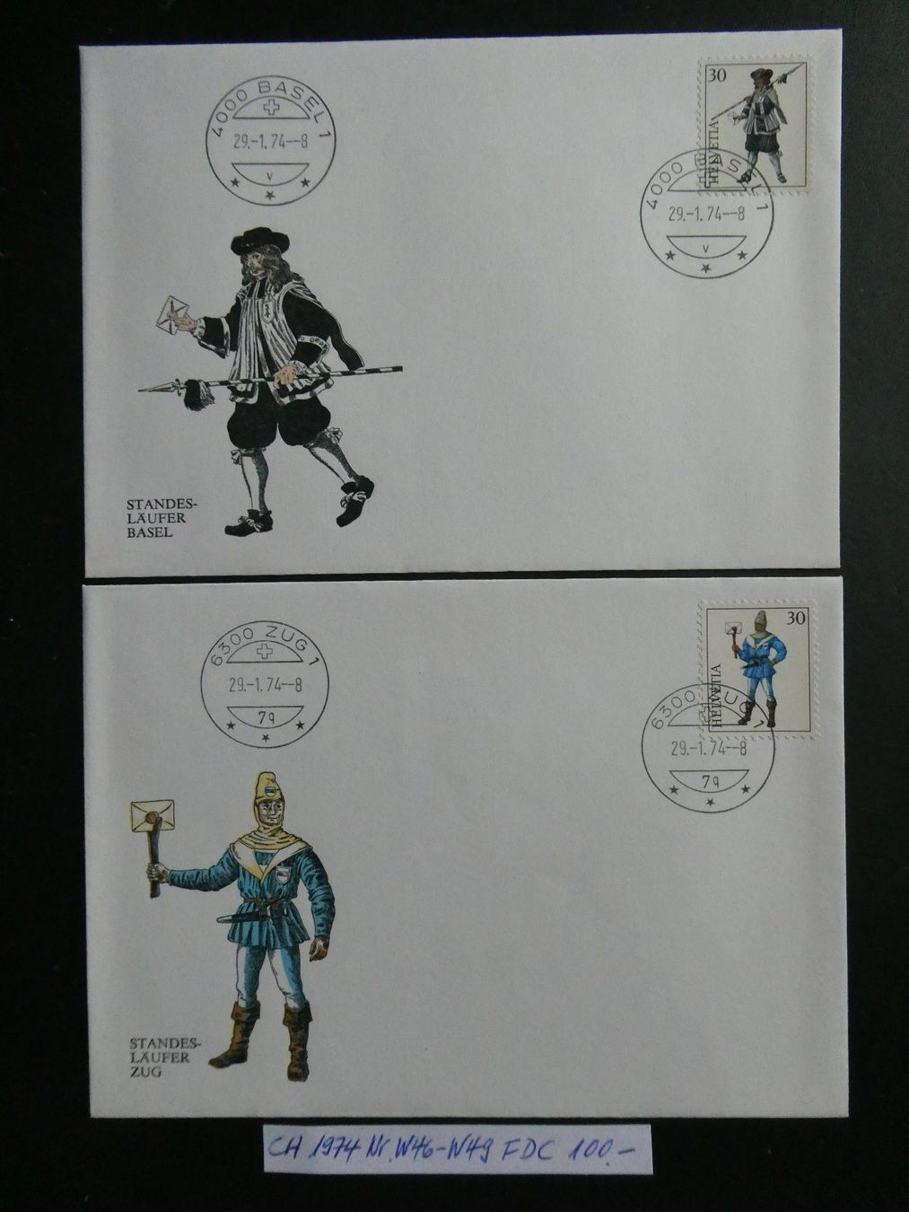 Tutti i francobolli: CH 1974 Nr. W46-W49 FDC mit Einzelmarken – Usato da Lausen venduto da Herbamare01