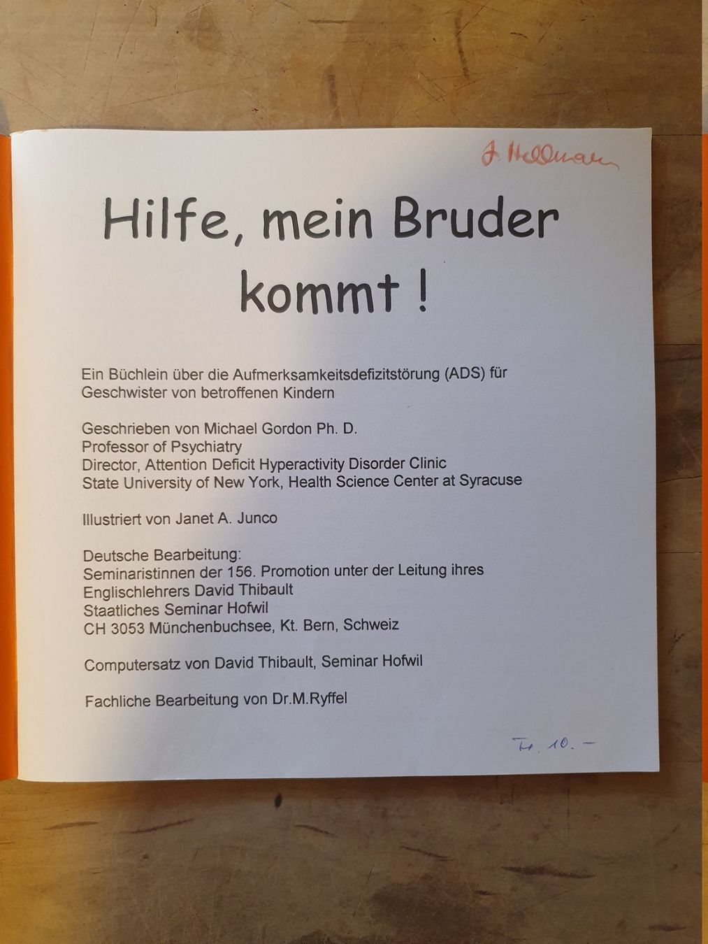 Bücher: Hilfe mein Bruder kommt Michael gordon – Gebraucht aus Zürich von loosebone 1