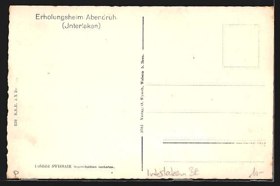 Cartoline postali: AK Interlaken, Erholungsheim Abendruh – Usato da Berlin venduto da bartko-reher 1