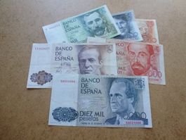 Lot ++ 6 Banknoten aus Spanien ab 1979