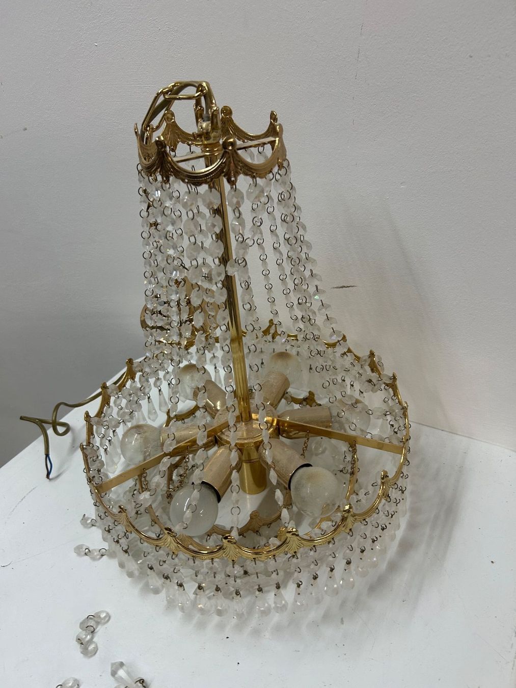 Lampadari & plafoniere: Kronleuchter 7-flammig Messing und Kristallglas – Usato da Zürich venduto da Levelart 4