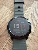 Garmin Fenix 6X Pro Sportuhr schwarz mit Oliv Armband