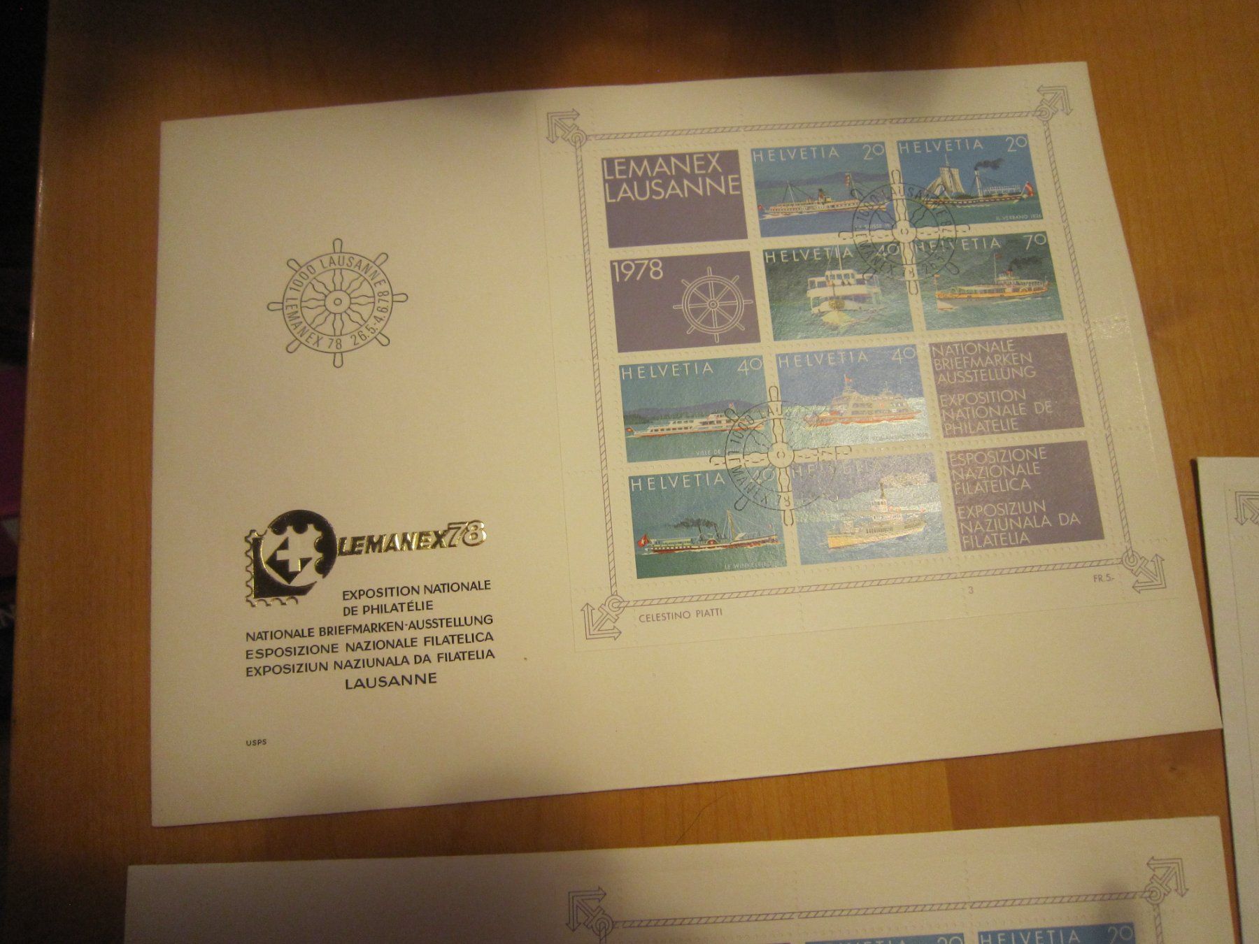 Tutti i francobolli: CH 1978 FDC Lemanex Block verschiedene Stempel – Usato da Gordola venduto da Polentaefung 1
