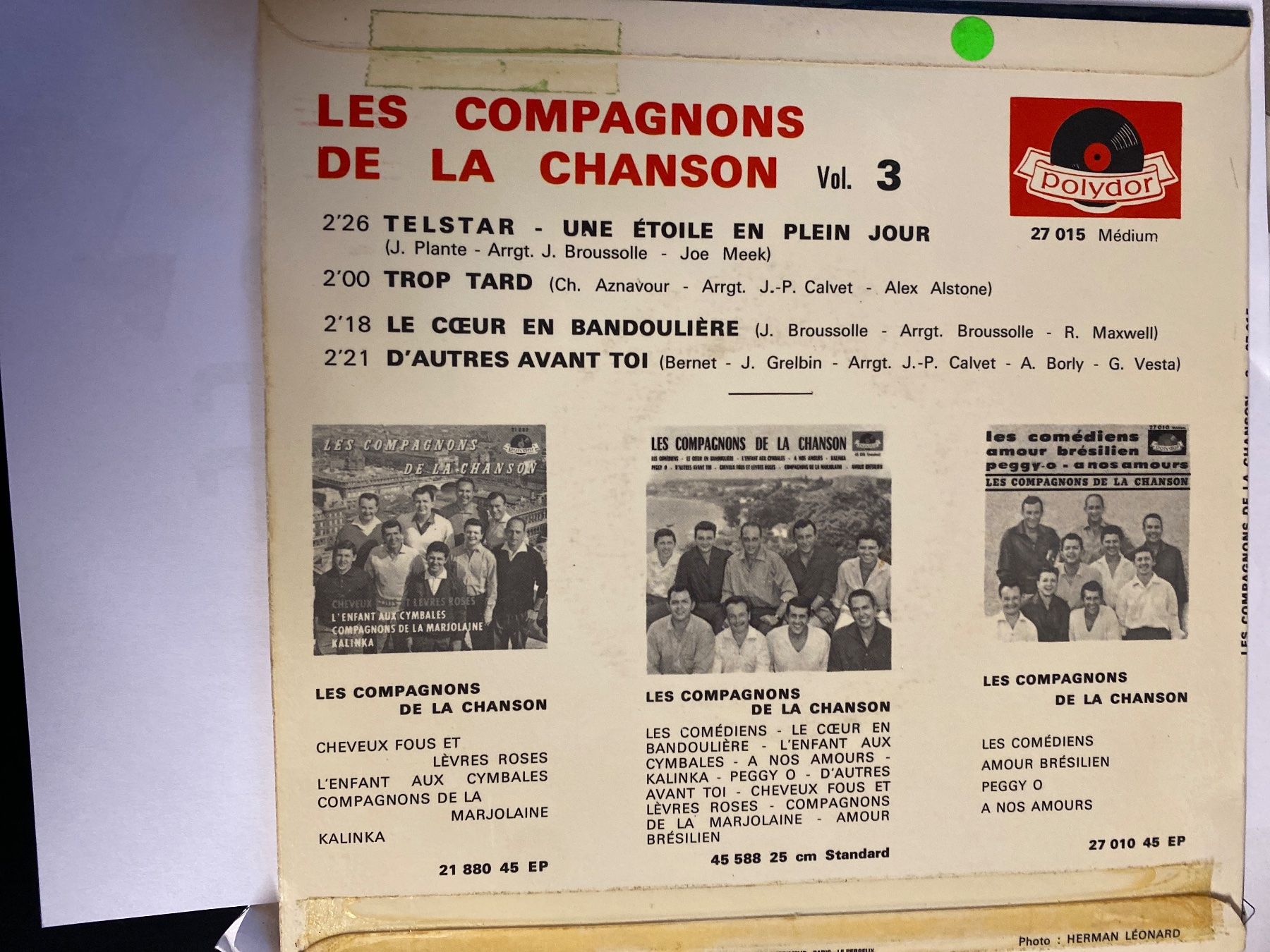 Dischi in vinile: 45 tours "Les Compagnons de la Chanson" – Usato da Le Brassus venduto da cinema13 1