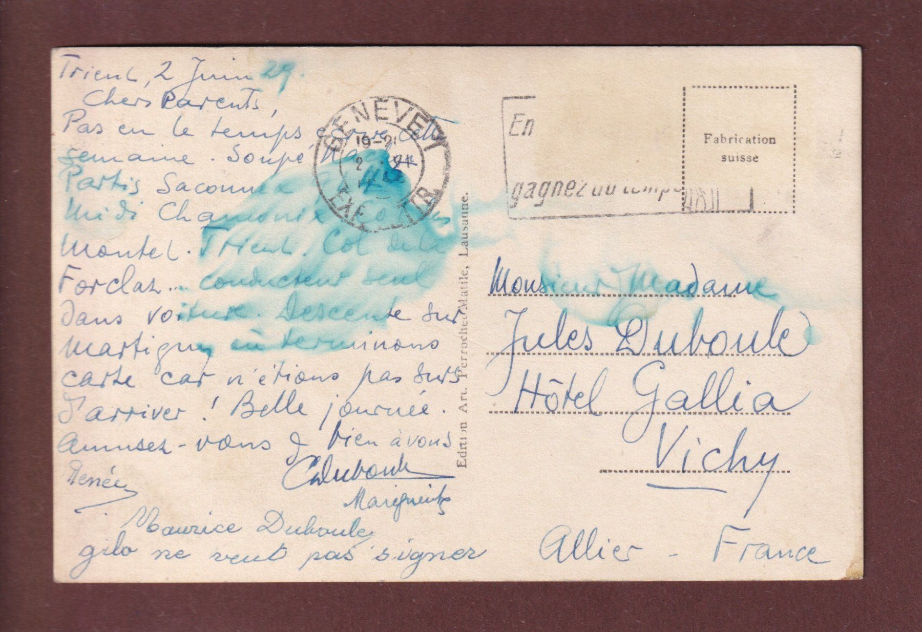 Cartoline postali: Vallée du TRIENT - Chèvres – Usato da Pully venduto da nicecards 1