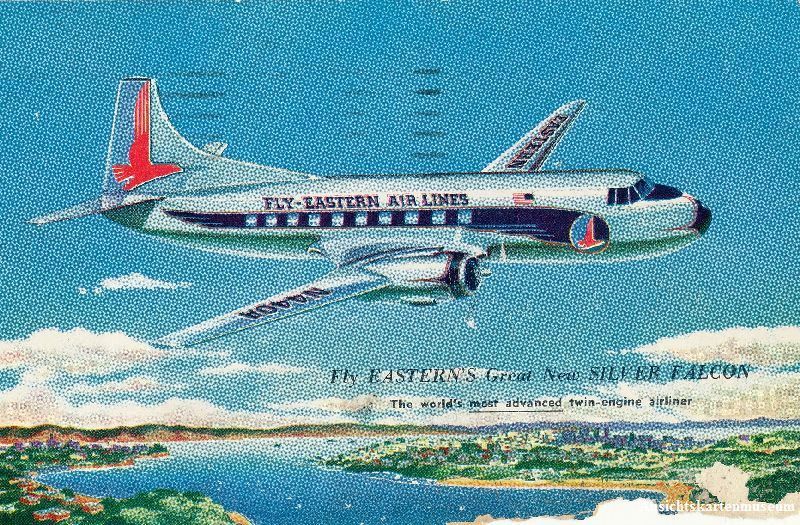 Cartoline postali: Eastern - Airlines Silver Falcon + 1958 – Usato da Emmenbrücke venduto da teestube