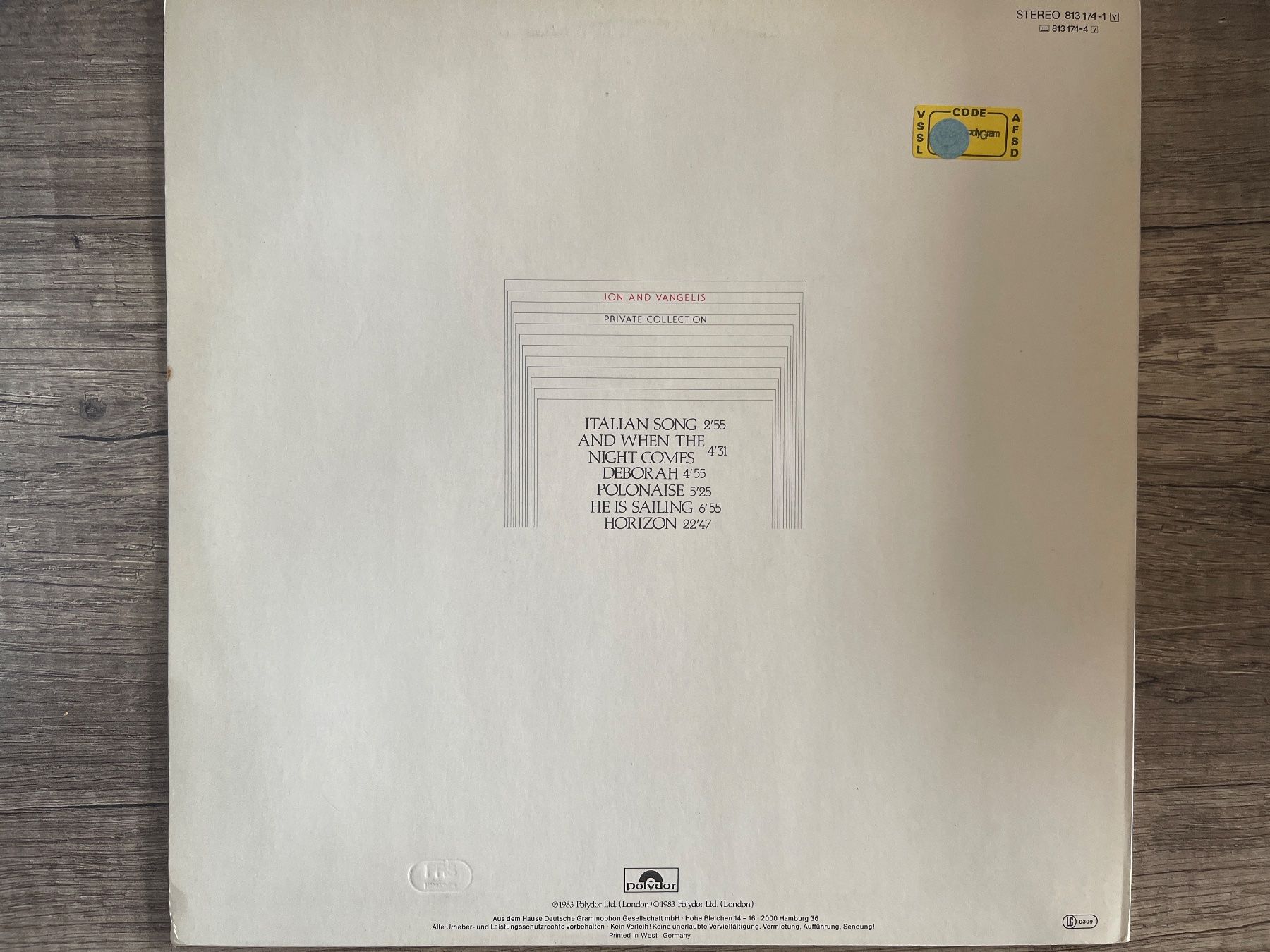Dischi in vinile: S1037/Jon and Vangelis Private Collection LP – Usato da Frutigen venduto da Philippe_jsp 1