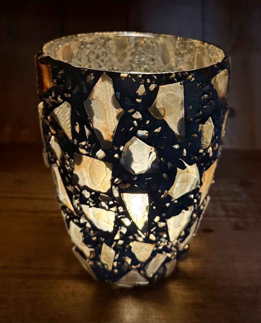 Portacandele: Windlicht oder Vase mit Glasmosaik, Vintage – Usato da Luzern venduto da Mamutpe 4