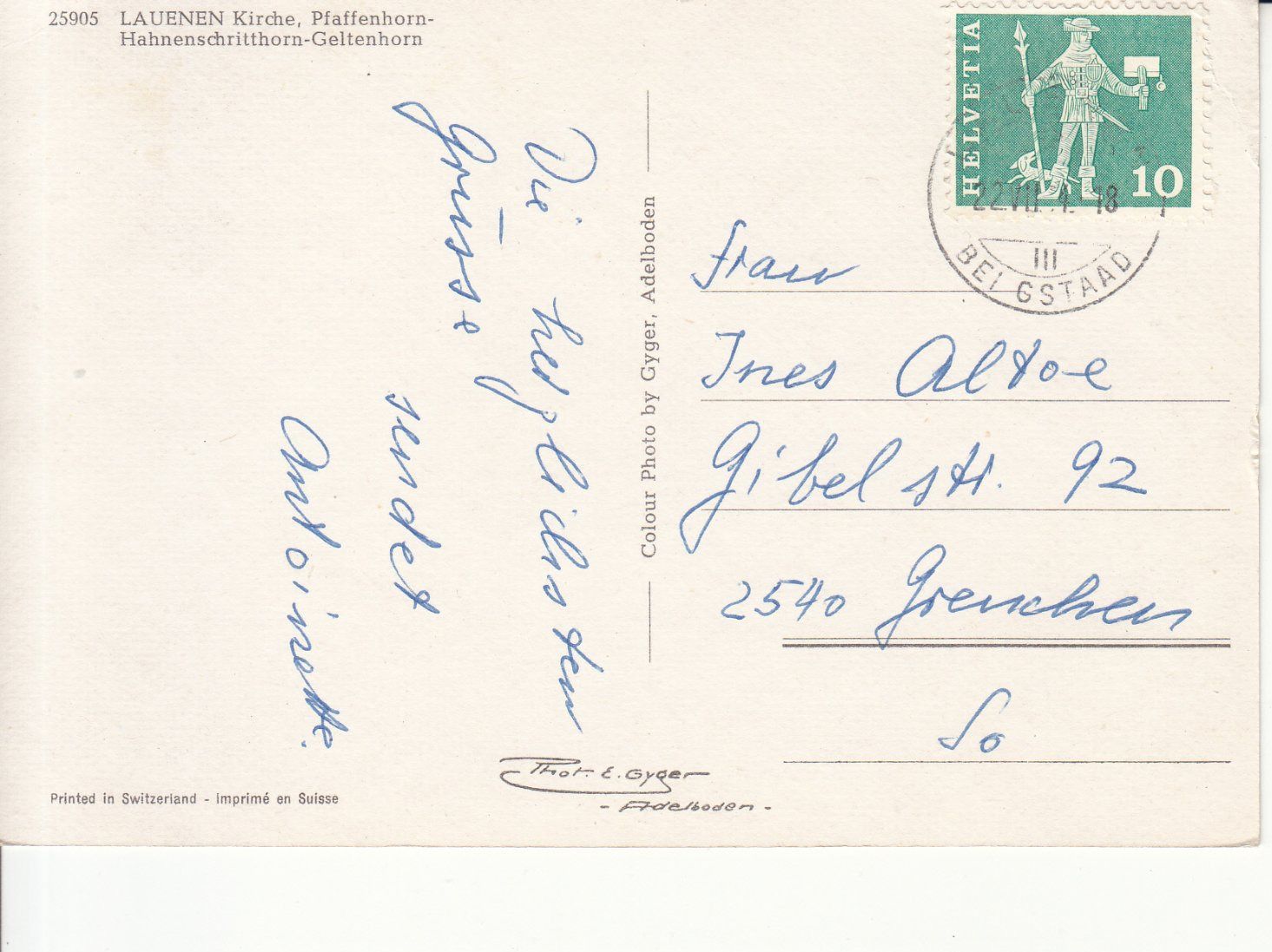 Cartoline postali: Lauenen 1961 – Usato da Bürglen TG venduto da StampGraf 1