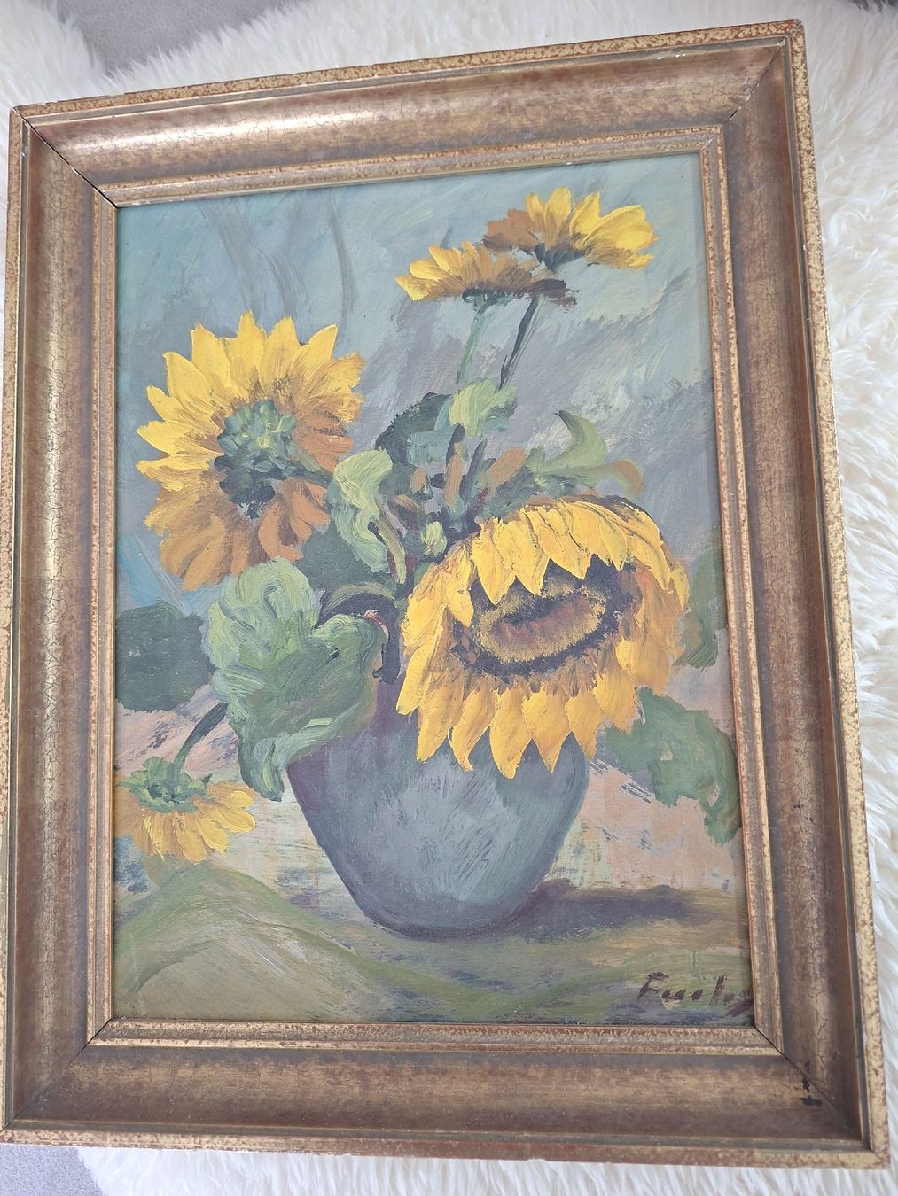 Gemälde: Oelbild auf Karton. Sonnenblumen – Gebraucht aus Aarwangen von jaelli01 2