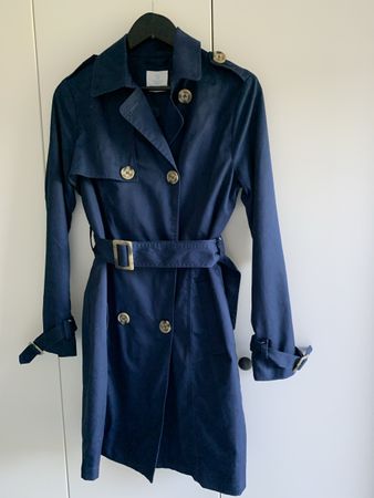Damen Übergangsjacke Trenchcoat, Dunkelblau, Gr. 36 / S, Neu