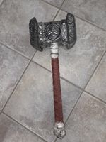 Replik Hammer mit Wolfsmotiv, Silber/Braun, 56 cm, plastik