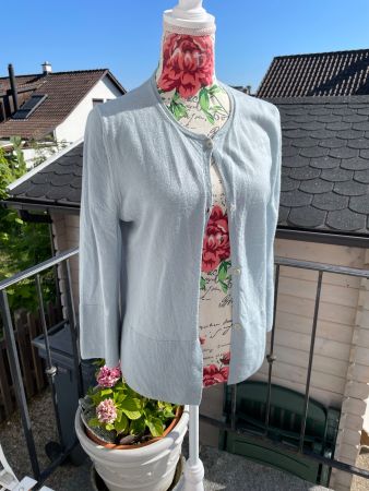 Stahlblaue Strickjacke FFC 100% Wolle