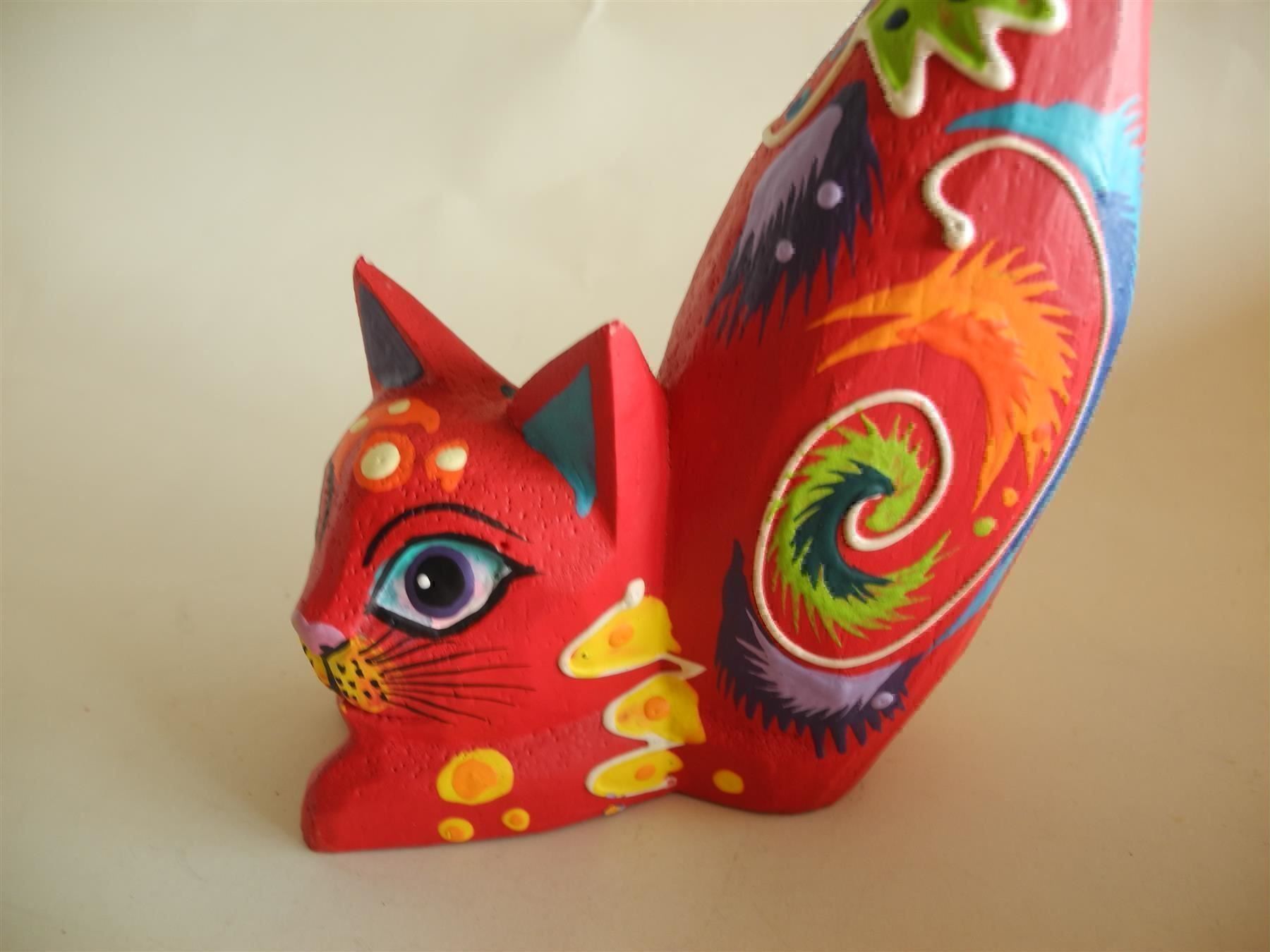 Statuette: Deko Katze rot bunt, Nr. c36 – Nuovo (secondo la descrizione) da Kottwil venduto da Crazyrolf 1
