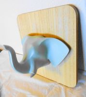 3D Wanddeko Elefantenkopf auf Holz oder als Garderobe