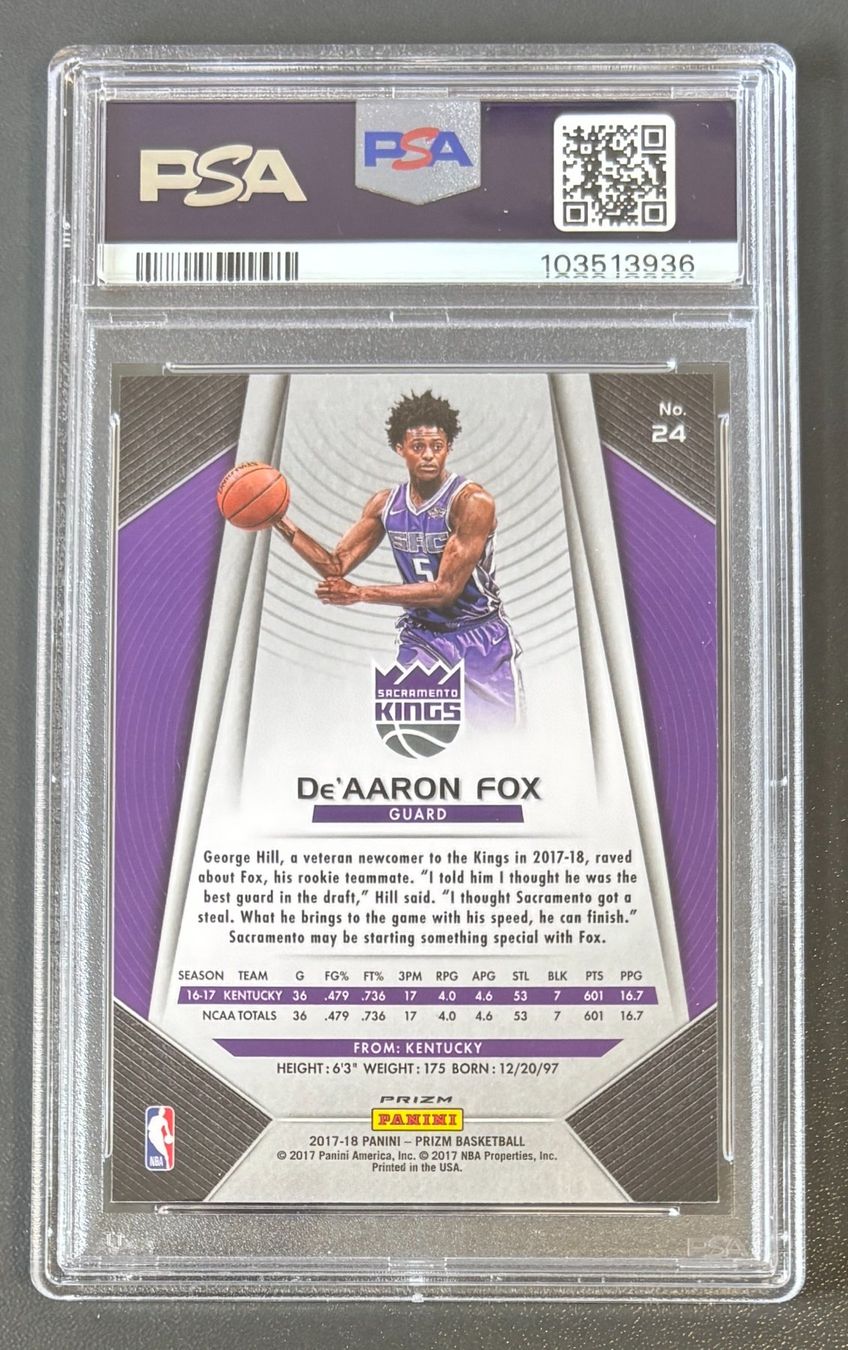 Nba Carte collezionabili: NBA De'Aaron Fox 2017-18 Ruby Wave Prizm Rookie PSA 10 Spurs – Nuovo (secondo la descrizione) da Muri b. Bern venduto da winningloser 1