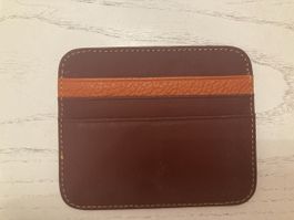 Leather Card Holder Brown and Orange