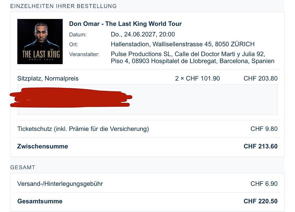 Tickets: 2x Ticket Don Omar  – Neu und originalverpackt aus Romanel-s-Lausanne von nrdemelo 1