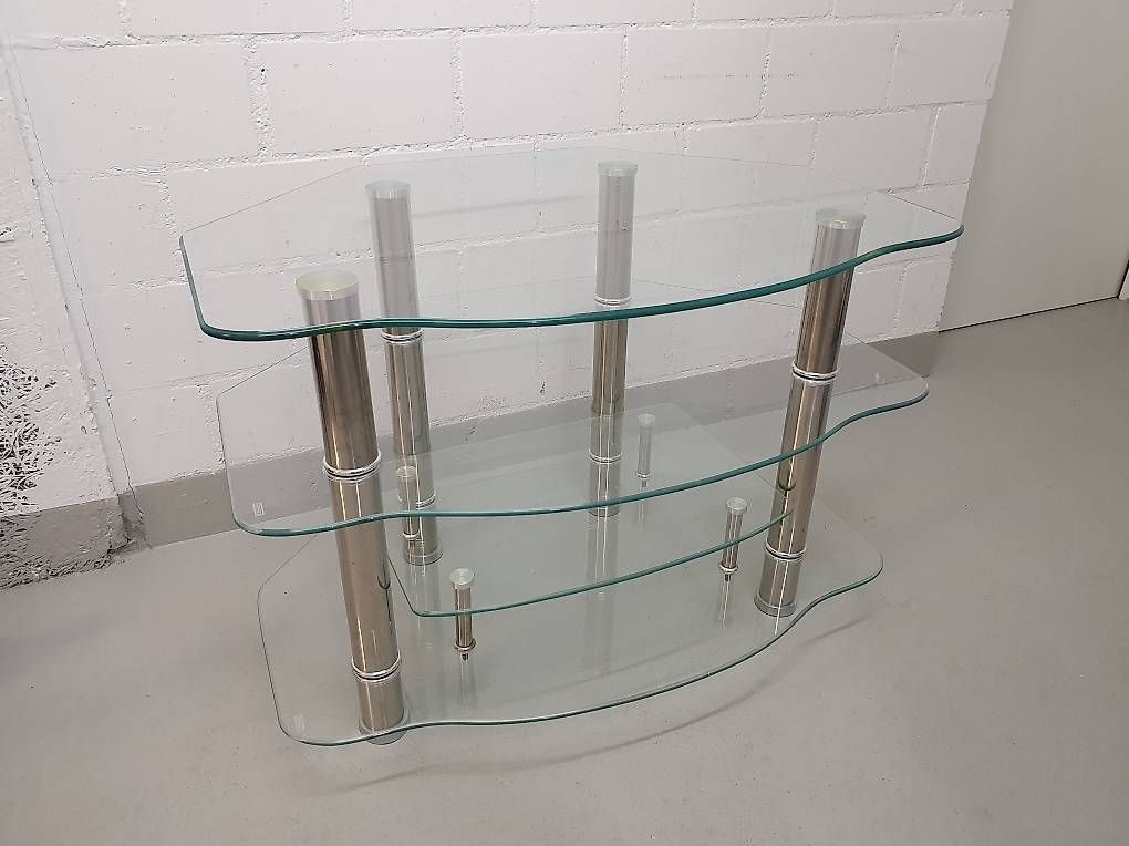 Mobili TV: TV Glastisch (Eckmöbel mit 4 Tablaren) – Usato da Dietlikon venduto da Skylab007